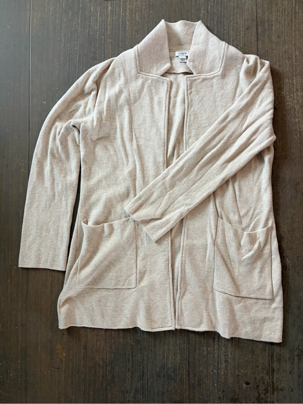 J. Crew Light Beige Open-Front Cardigan with Pockets